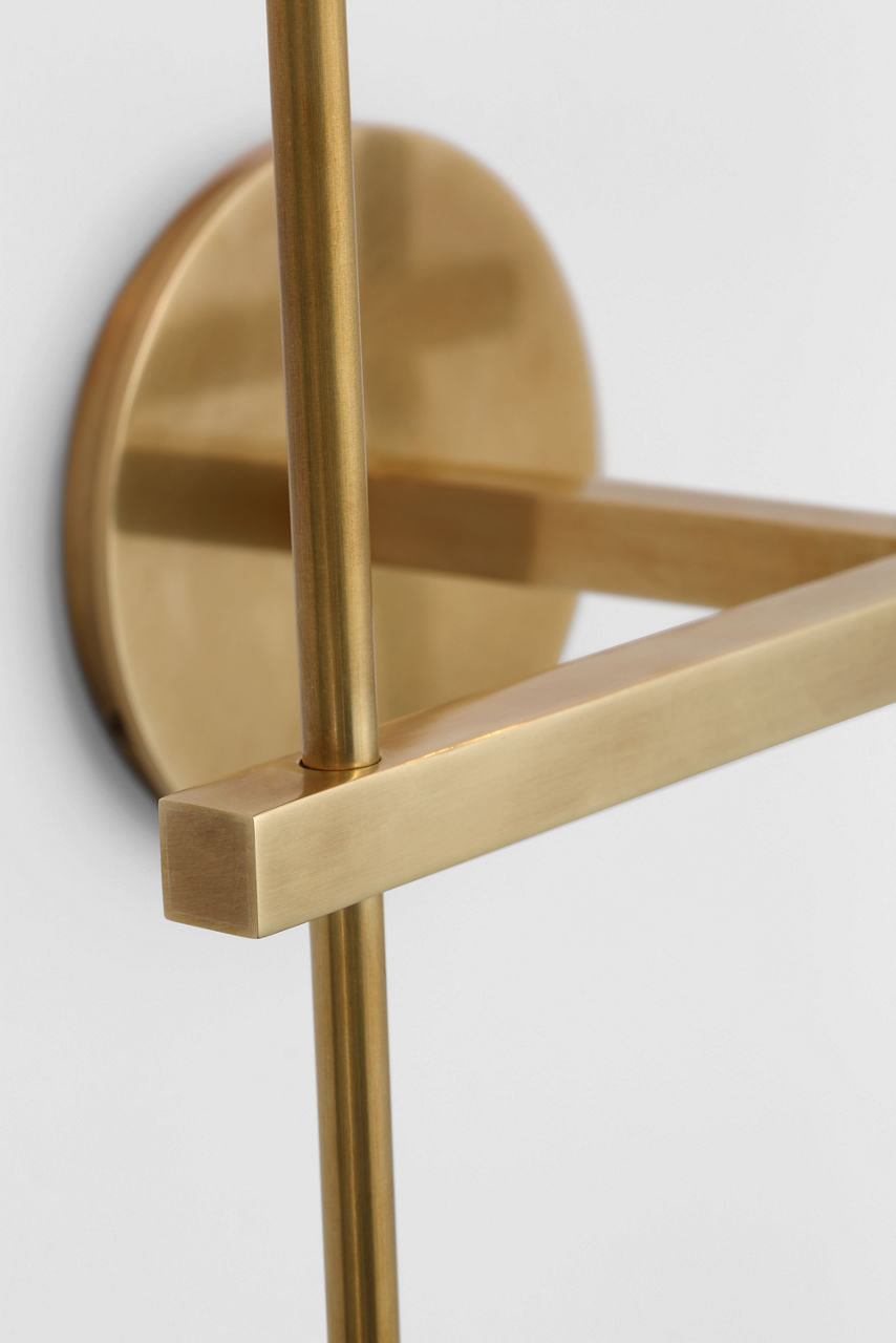 Hackney 25" Double Tail Sconce | Hand-Rubbed Antique Brass | Linen Shades