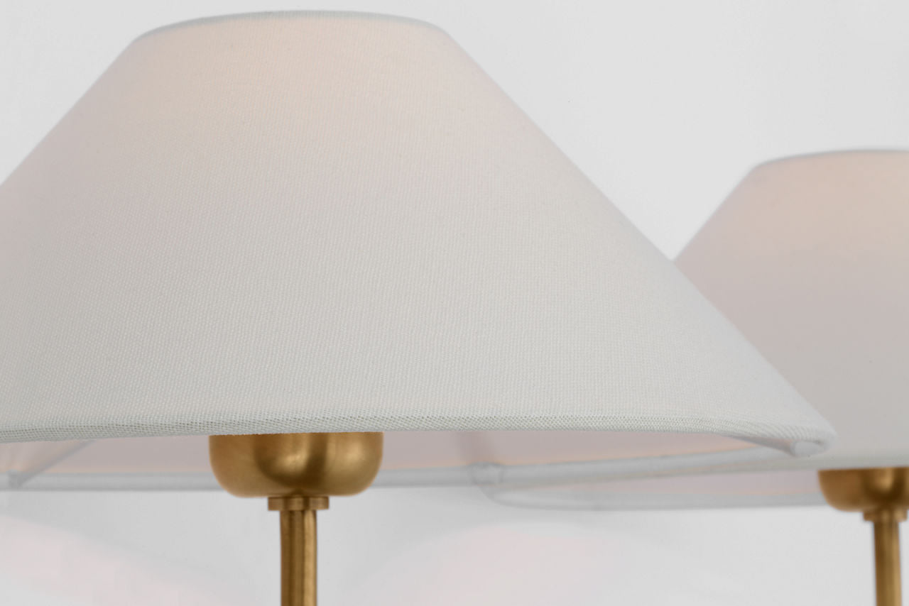 Hackney 25" Double Tail Sconce | Hand-Rubbed Antique Brass | Linen Shades