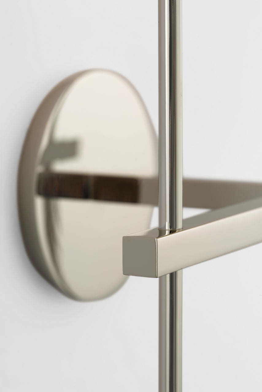 Hackney 25" Double Tail Sconce | Polished Nickel | Linen Shades