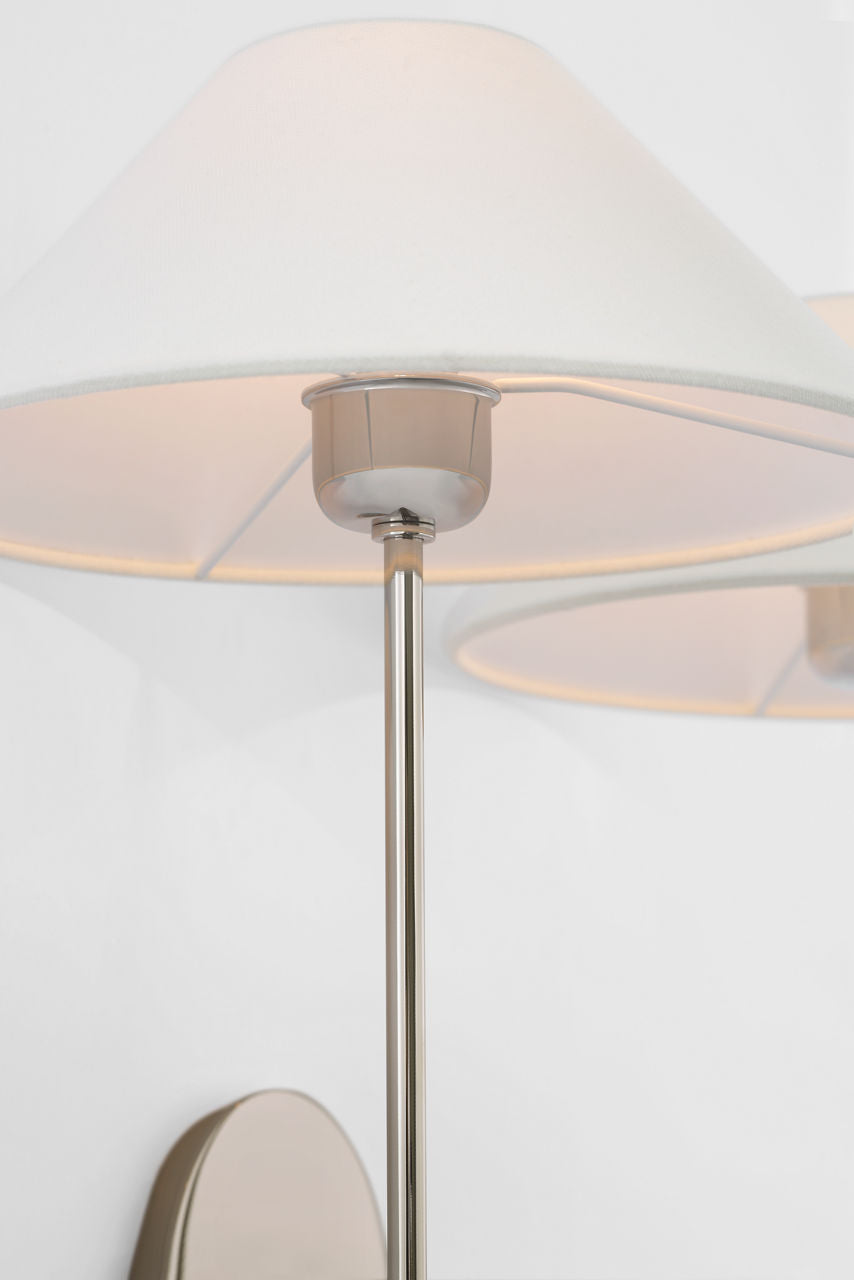 Hackney 25" Double Tail Sconce | Polished Nickel | Linen Shades