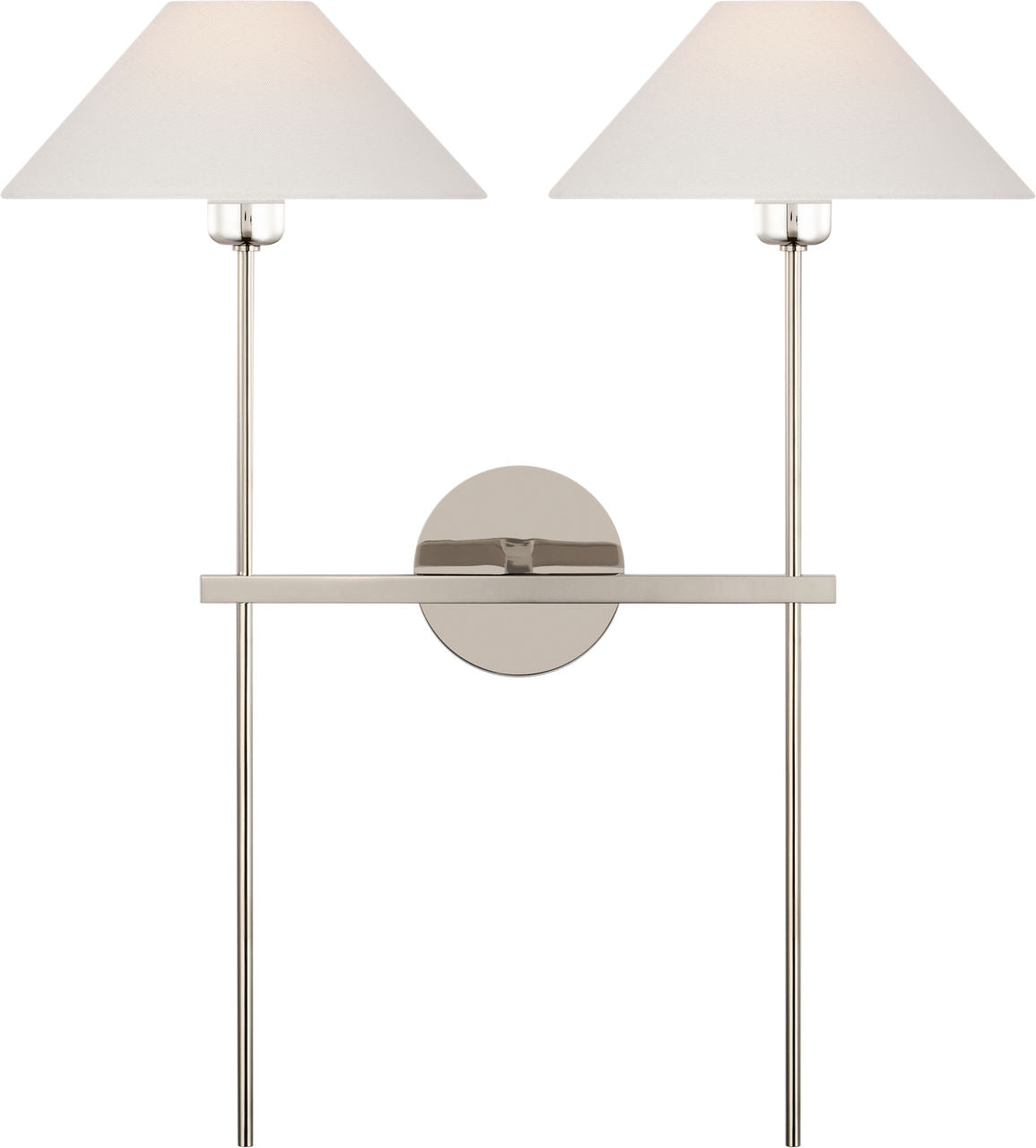 Hackney 25" Double Tail Sconce | Polished Nickel | Linen Shades