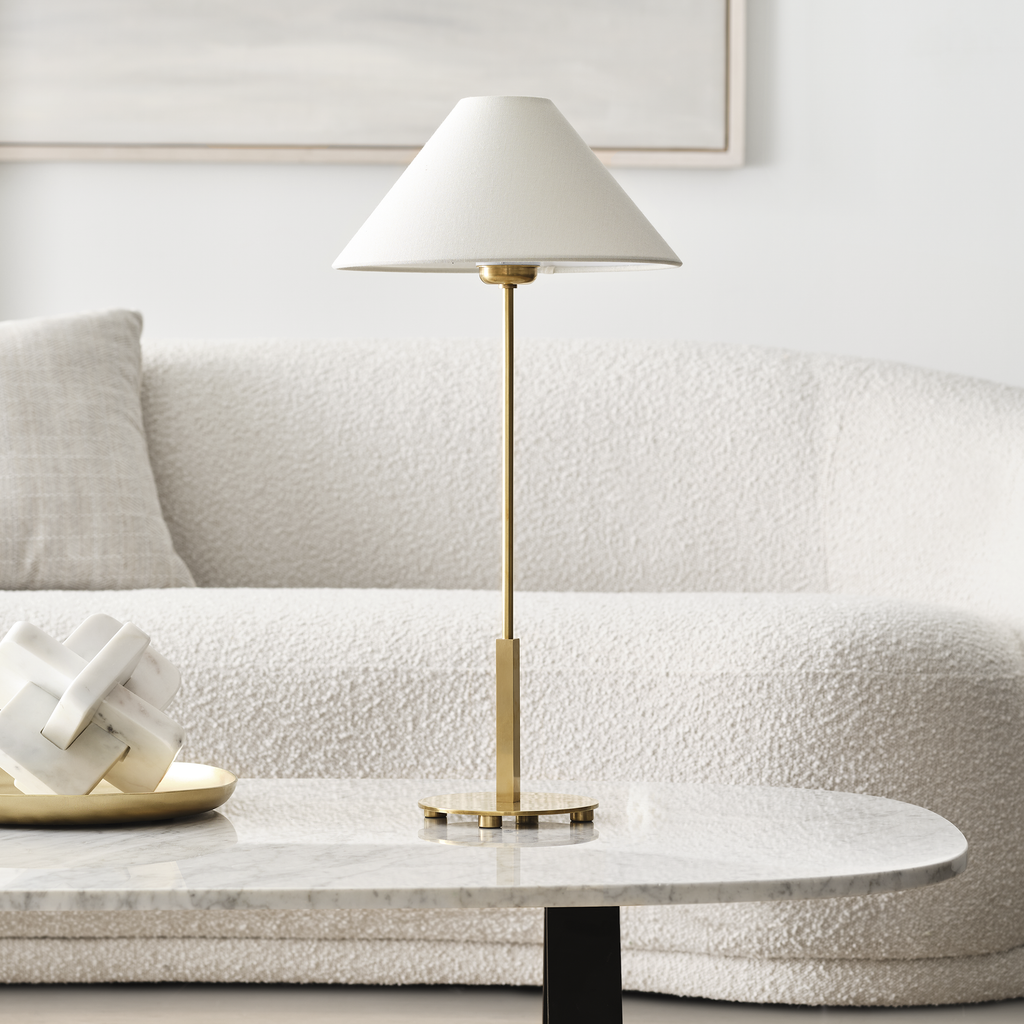 Hackney 24" Cordless Buffet Lamp | Hand-Rubbed Antique Brass | Linen Shade