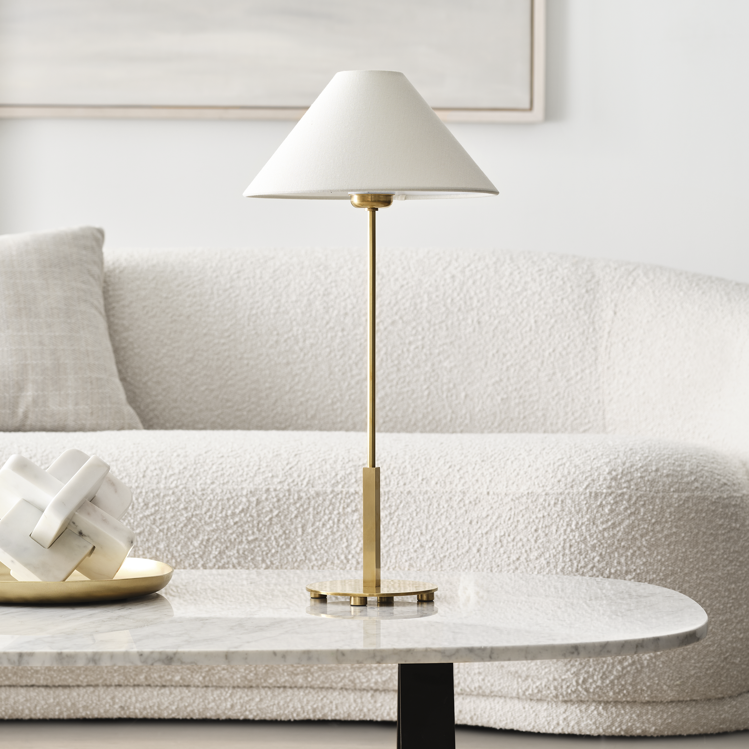 Hackney 24" Cordless Buffet Lamp | Hand-Rubbed Antique Brass | Linen Shade