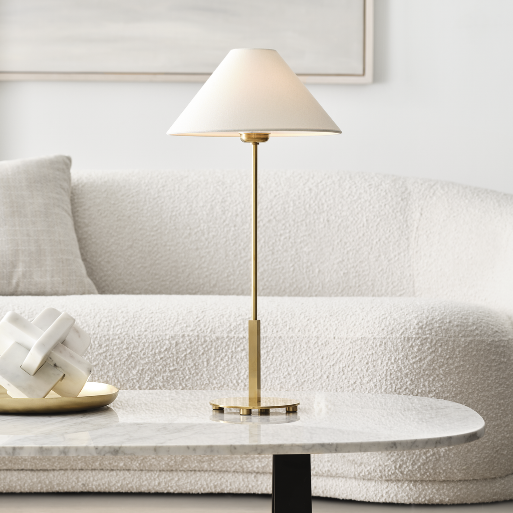 Hackney 24" Cordless Buffet Lamp | Hand-Rubbed Antique Brass | Linen Shade