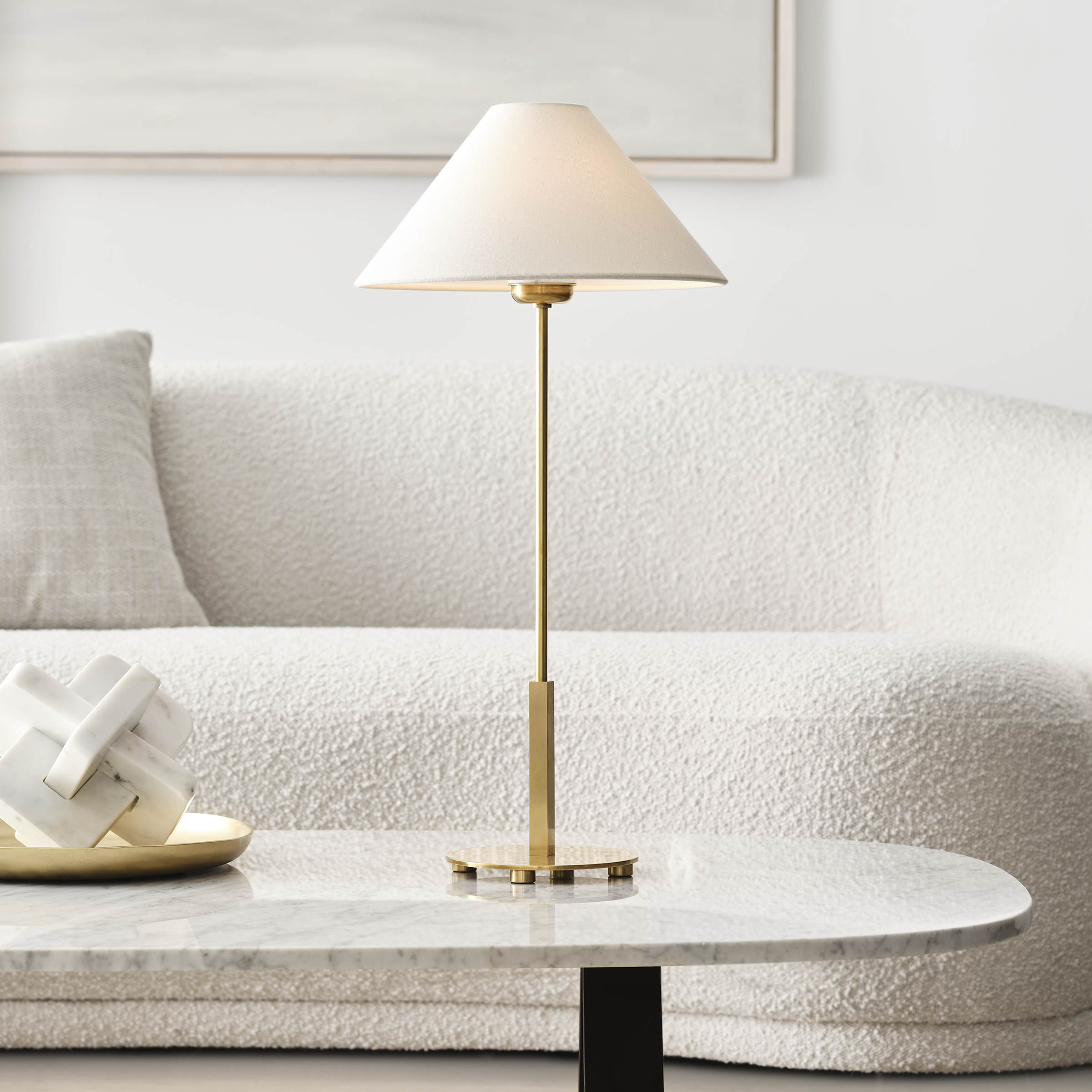 Hackney 24" Cordless Buffet Lamp | Hand-Rubbed Antique Brass | Linen Shade