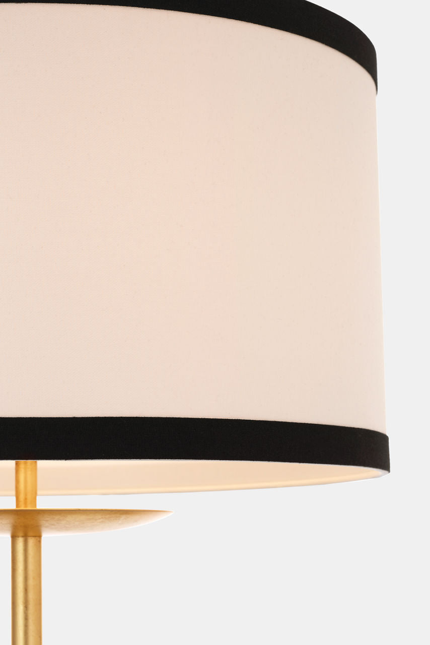 Walker 58" Cordless Floor Lamp | Gild | Linen Shade | Black Linen Trim