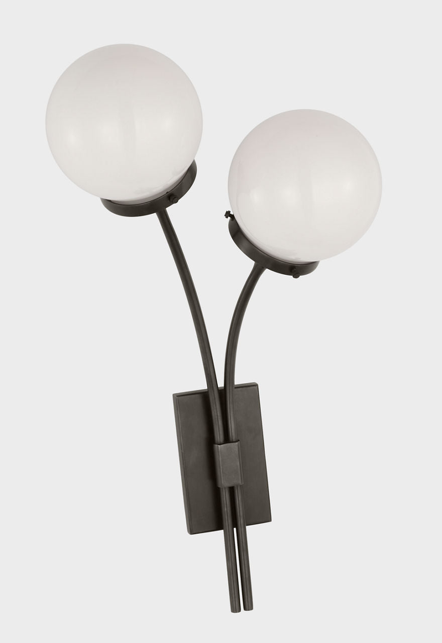 Prescott Right Sconce | Bronze | White Glass