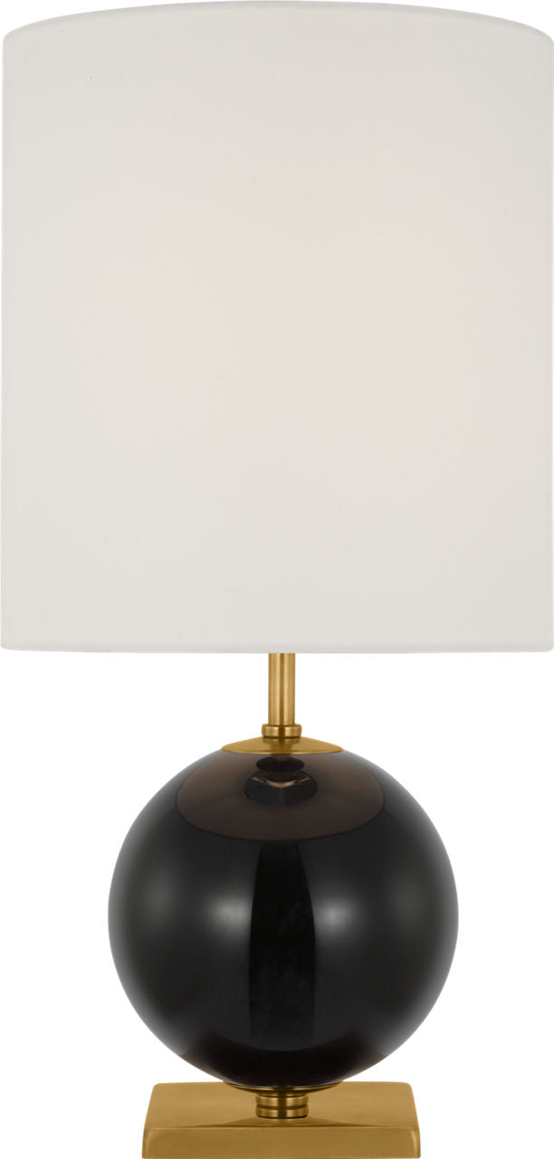 Elsie Small Table Lamp | Black Painted Glass | Linen Shade