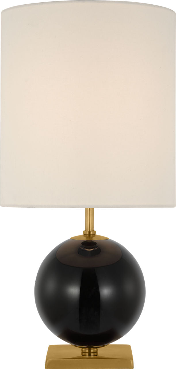 Elsie Small Table Lamp | Black Painted Glass | Linen Shade