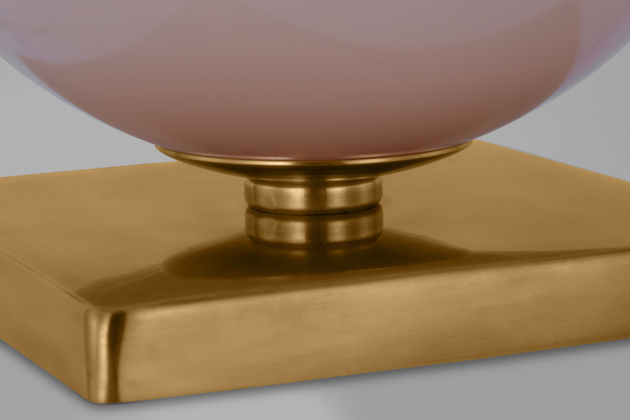 Elsie Small Table Lamp | Blush Painted Glass | Linen Shade