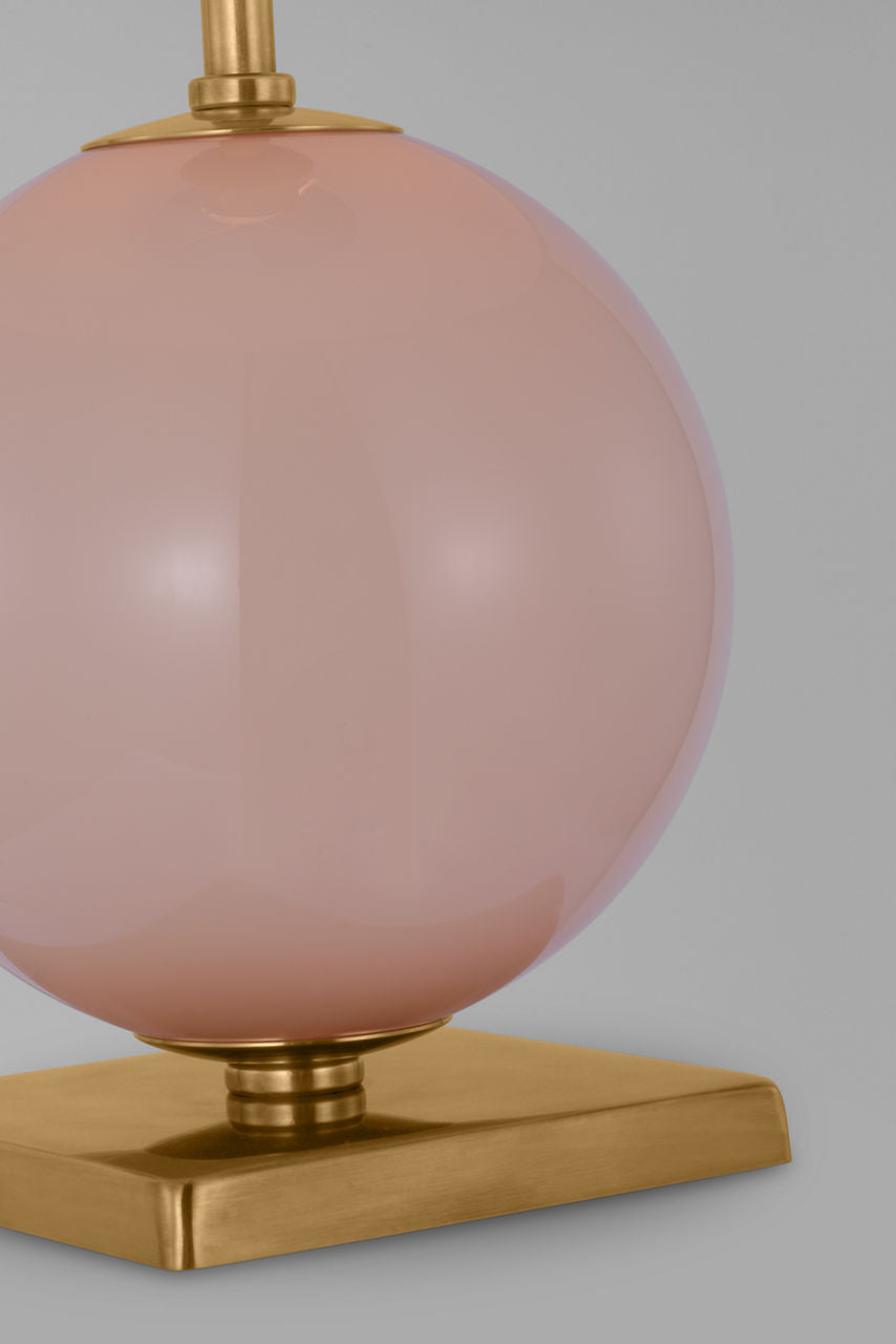 Elsie Small Table Lamp | Blush Painted Glass | Linen Shade
