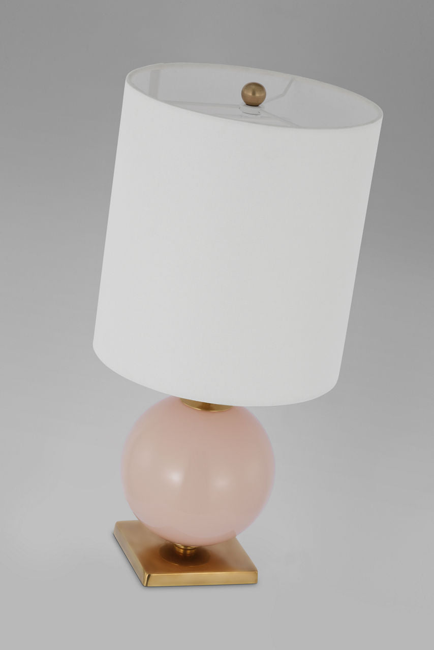 Elsie Small Table Lamp | Blush Painted Glass | Linen Shade