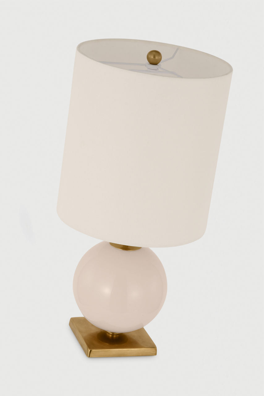 Elsie Small Table Lamp | Blush Painted Glass | Linen Shade