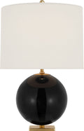 Elsie Table Lamp | Black Reverse Painted Glass | Linen Shade
