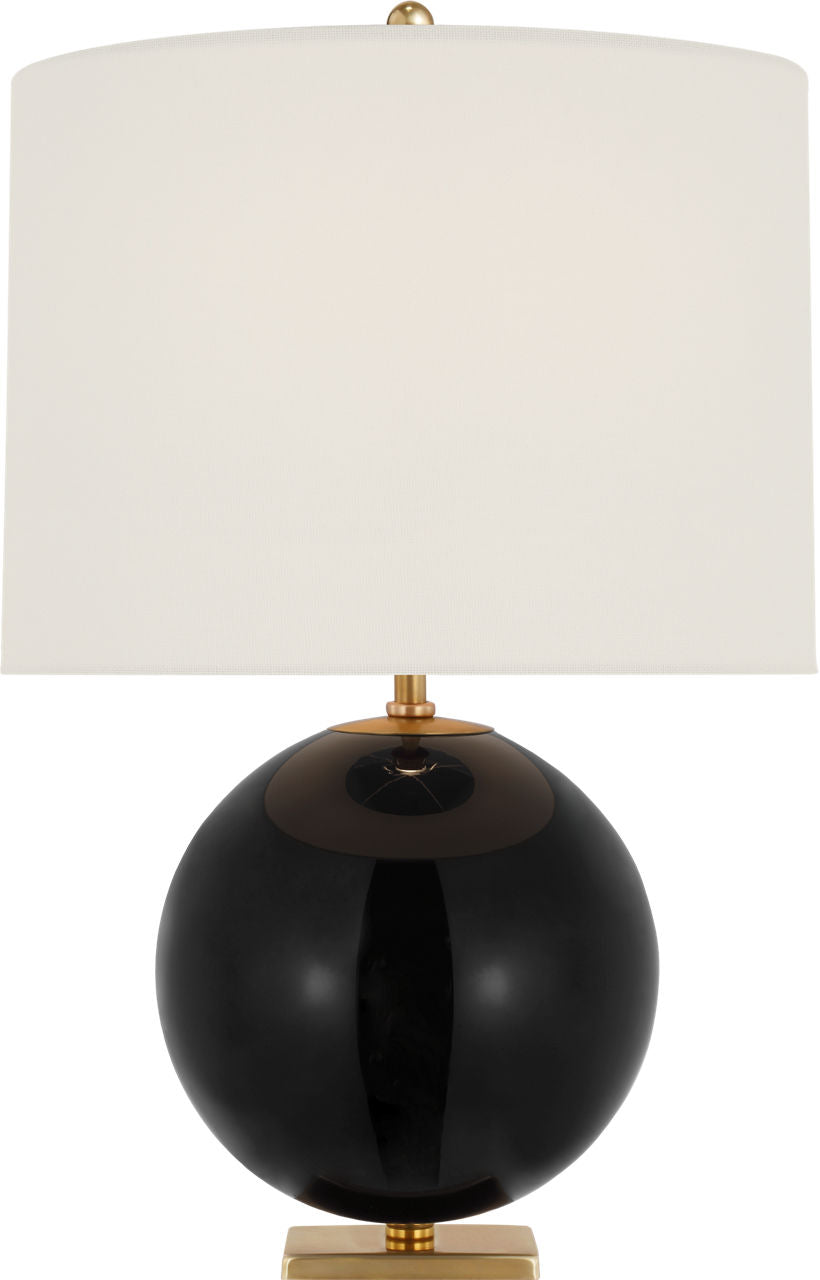 Elsie Table Lamp | Black Reverse Painted Glass | Linen Shade