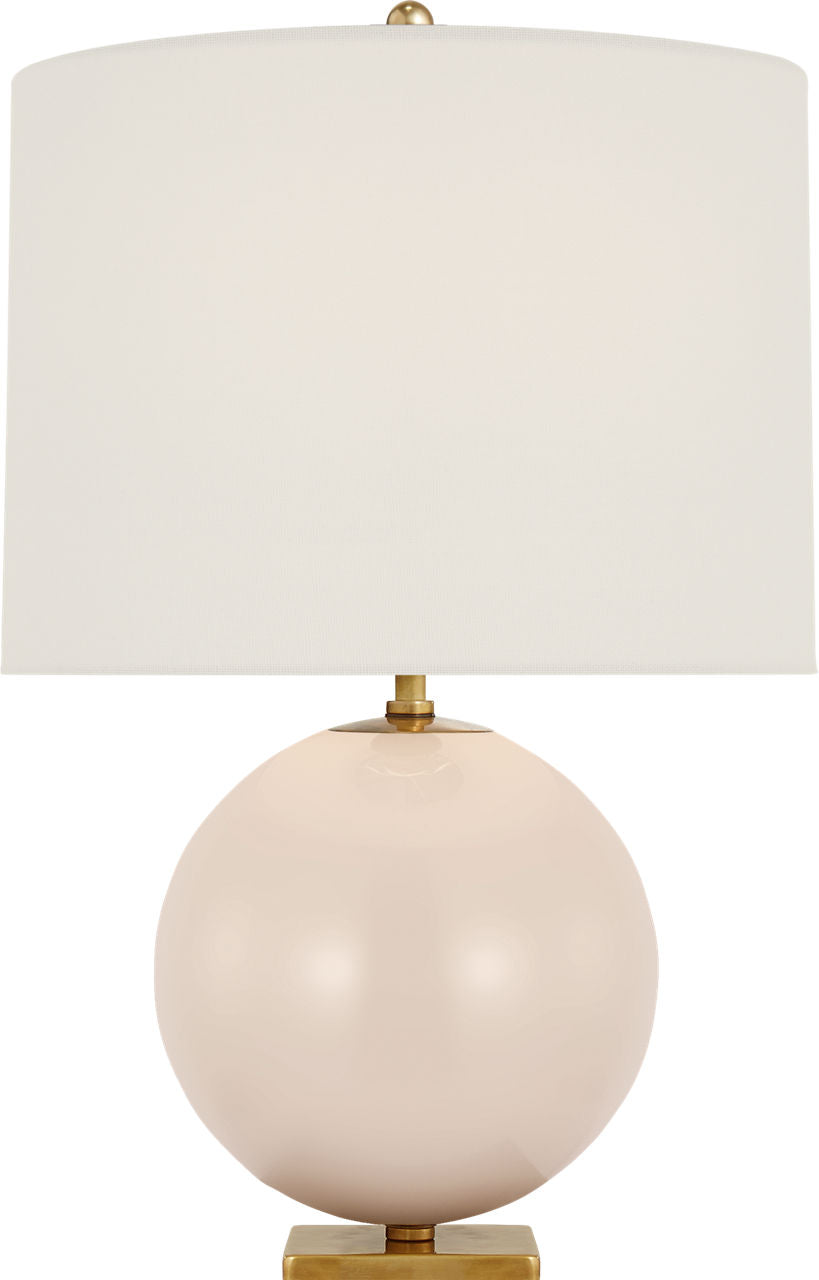 Elsie Table Lamp | Blush Painted Glass | Cream Linen Shade
