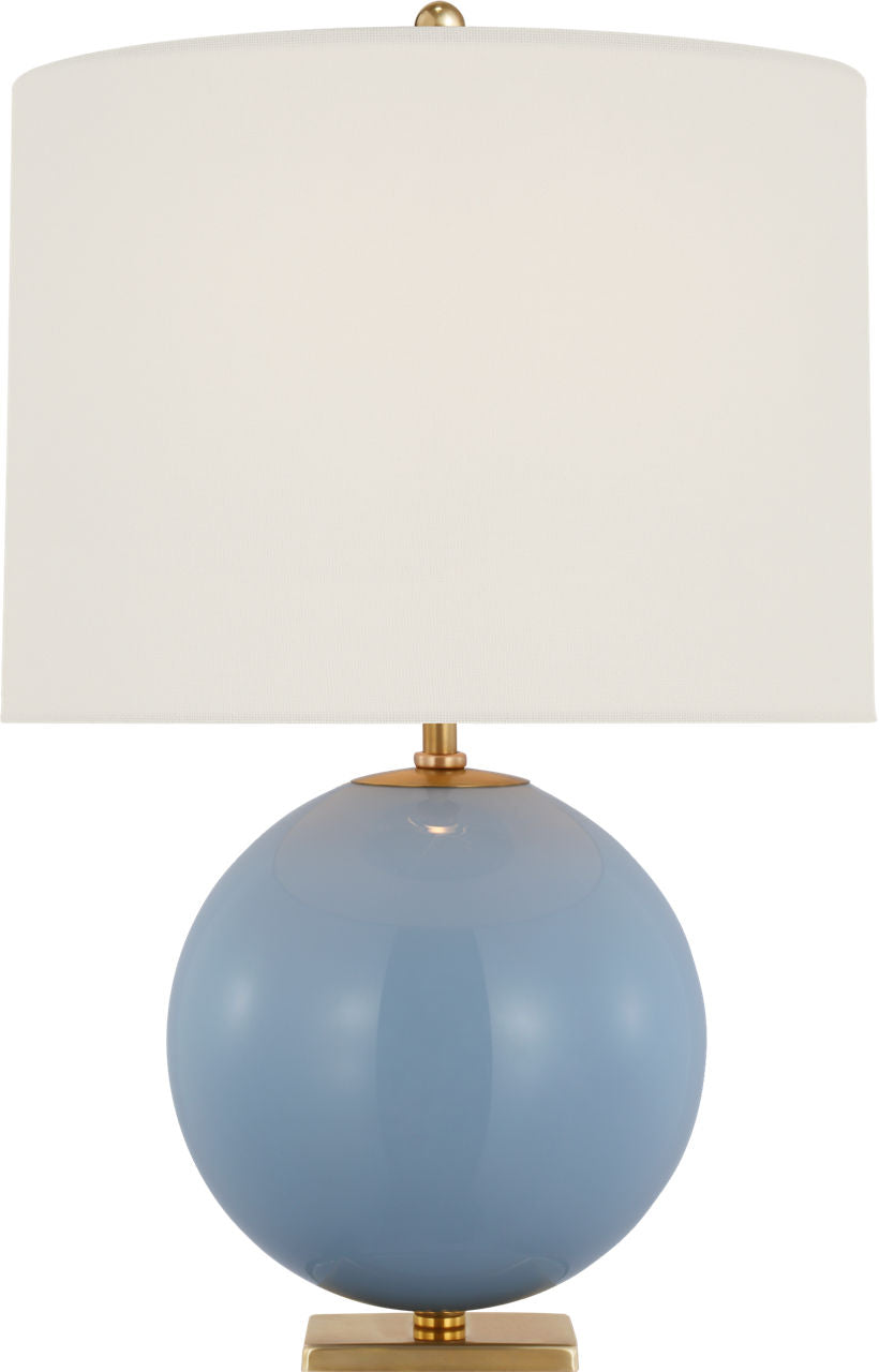 Elsie Table Lamp | Blue Painted Glass | Linen Shade