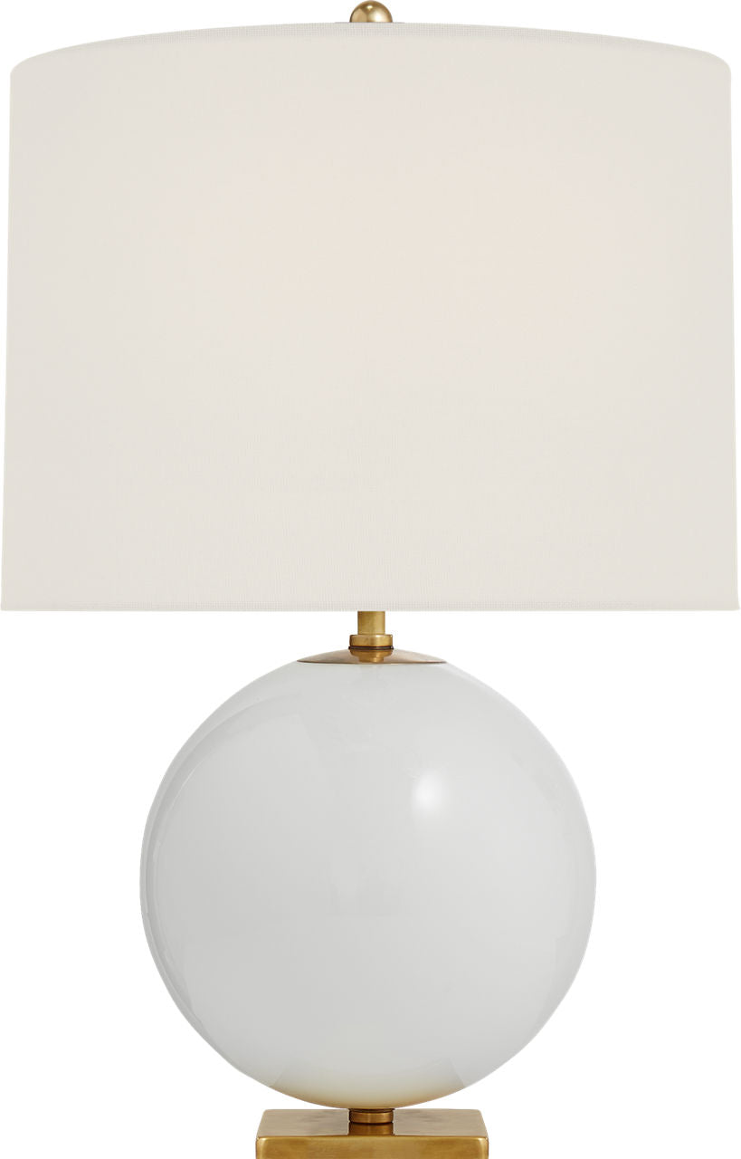 Elsie Table Lamp | Cream Reverse Painted Glass | Cream Linen Shade