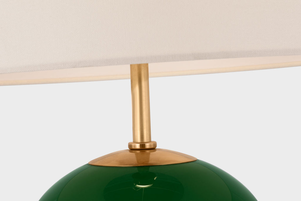 Elsie Table Lamp | Green Reverse Painted Glass | Linen Shade