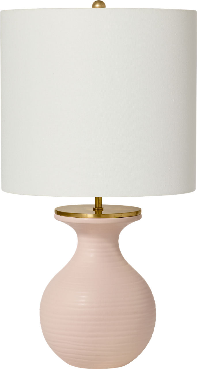 Albie Small Desk Lamp | Blush | Cream Linen Shade