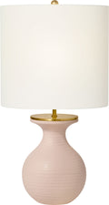 Albie Small Desk Lamp | Blush | Cream Linen Shade