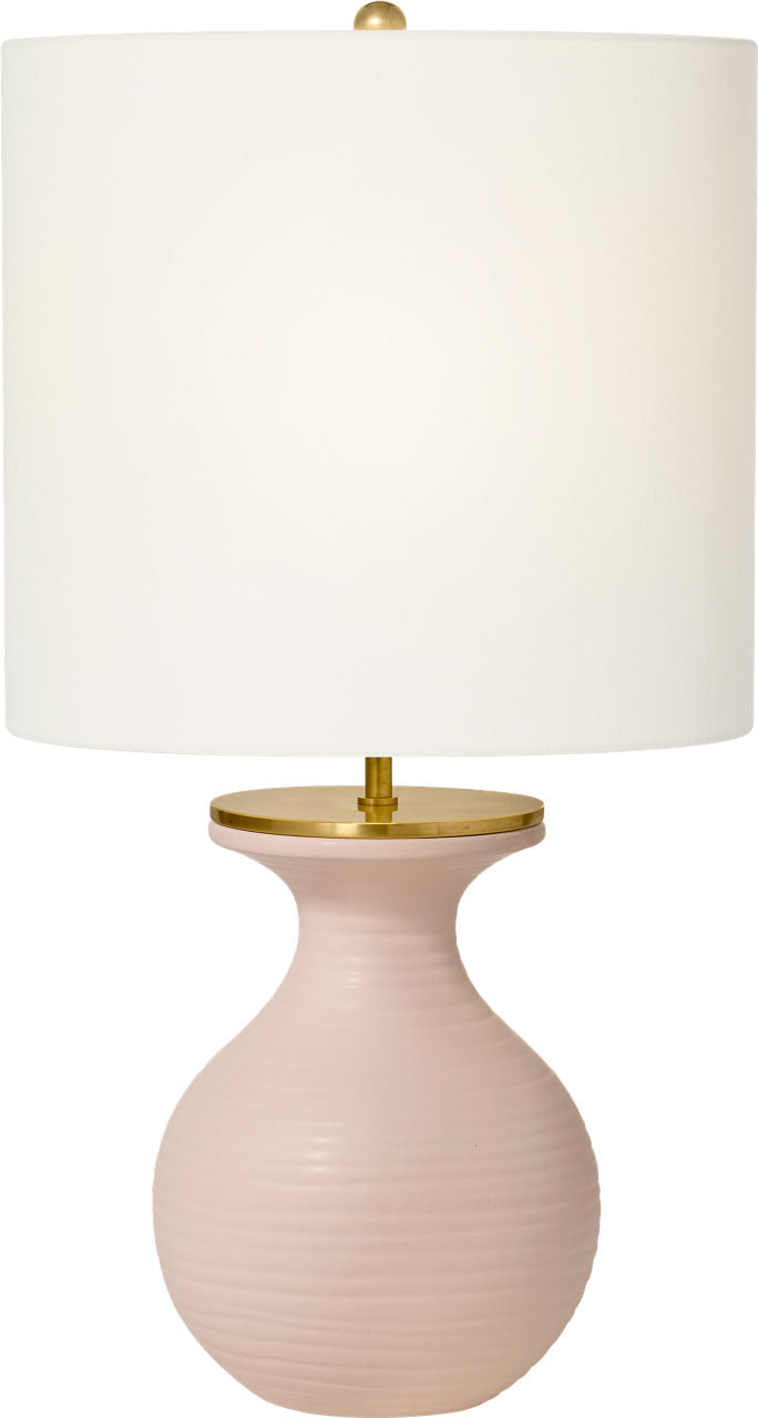 Albie Small Desk Lamp | Blush | Cream Linen Shade