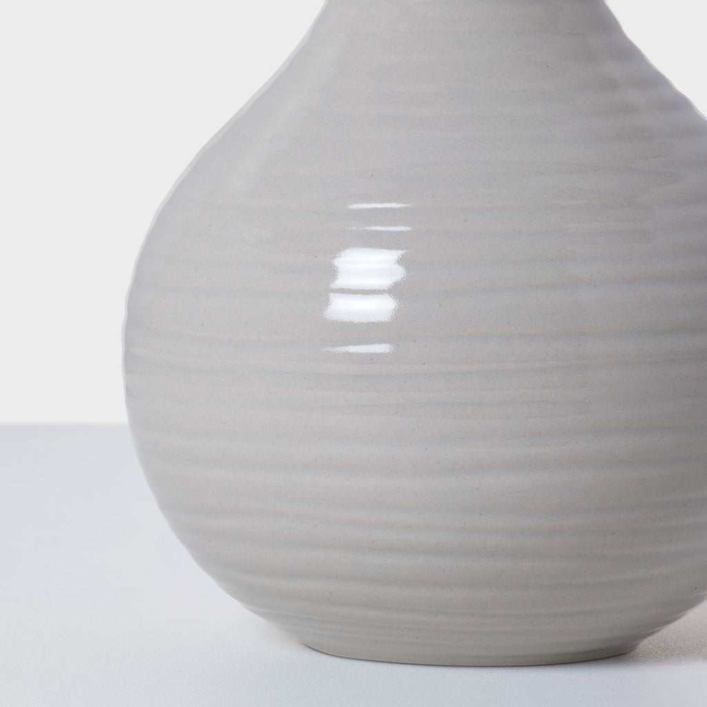 Albie Small Desk Lamp | Dove Grey | Cream Linen Shade