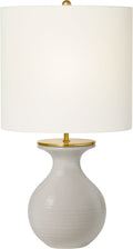 Albie Small Desk Lamp | Dove Grey | Cream Linen Shade