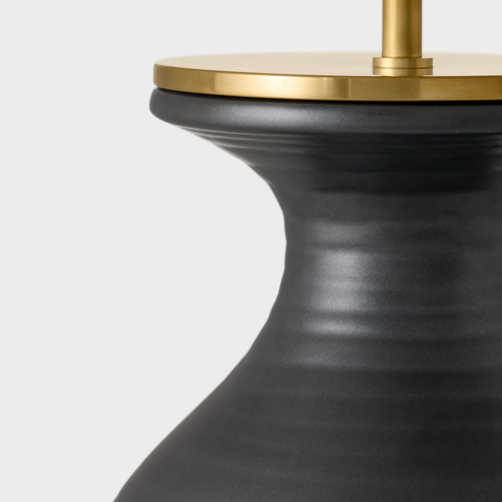 Albie Small Desk Lamp | Metallic Black | Cream Linen Shade