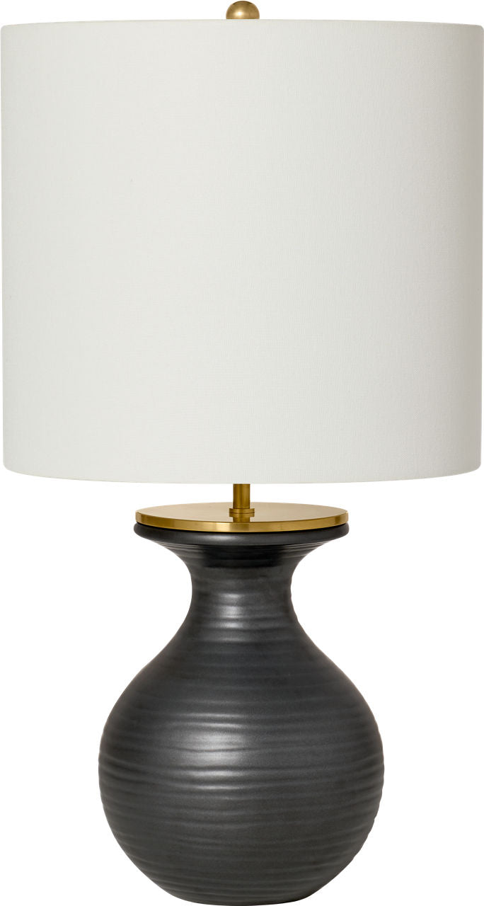 Albie Small Desk Lamp | Metallic Black | Cream Linen Shade