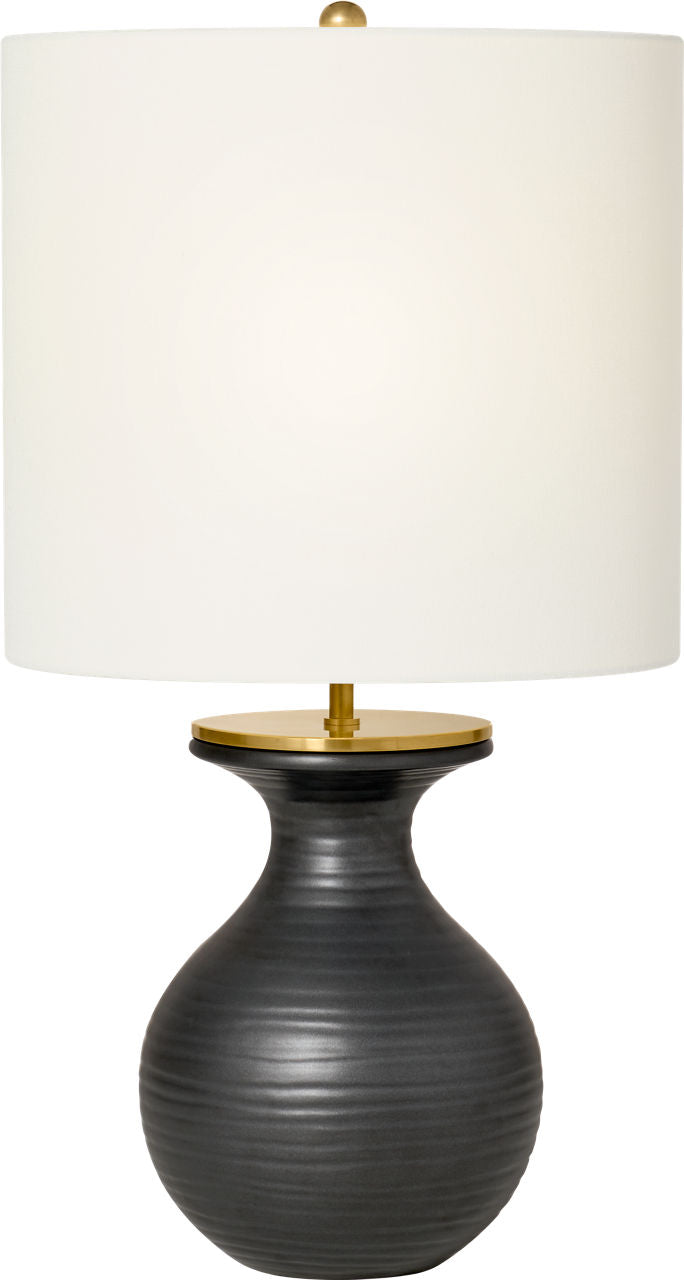 Albie Small Desk Lamp | Metallic Black | Cream Linen Shade