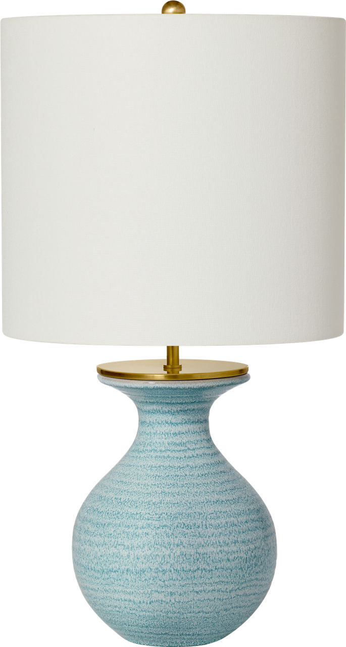 Albie Small Desk Lamp | Sandy Turquoise | Cream Linen Shade