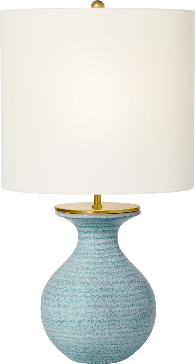 Albie Small Desk Lamp | Sandy Turquoise | Cream Linen Shade