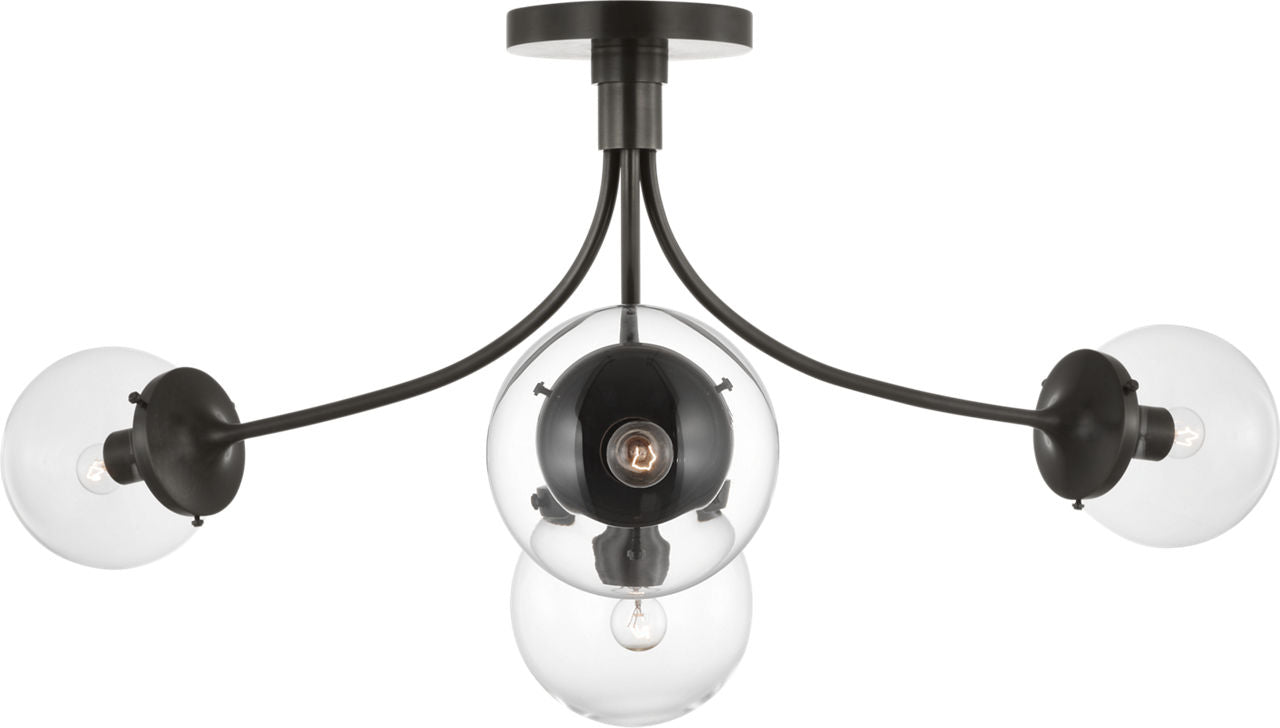 Prescott Large Semi-Flush Mount | Bronze | Clear Glass