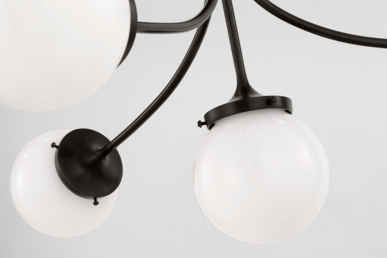 Prescott Large Semi-Flush Mount | Bronze | White Glass