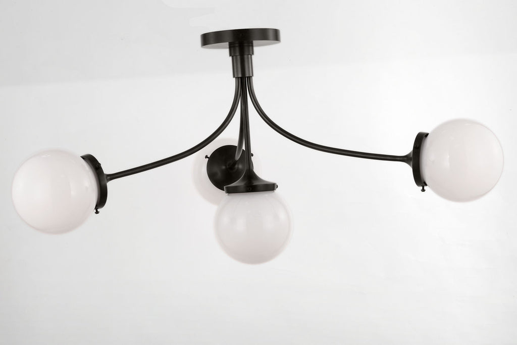Prescott Large Semi-Flush Mount | Bronze | White Glass