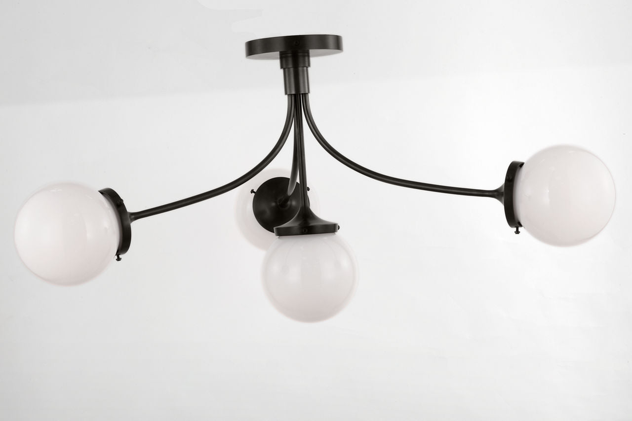 Prescott Large Semi-Flush Mount | Bronze | White Glass
