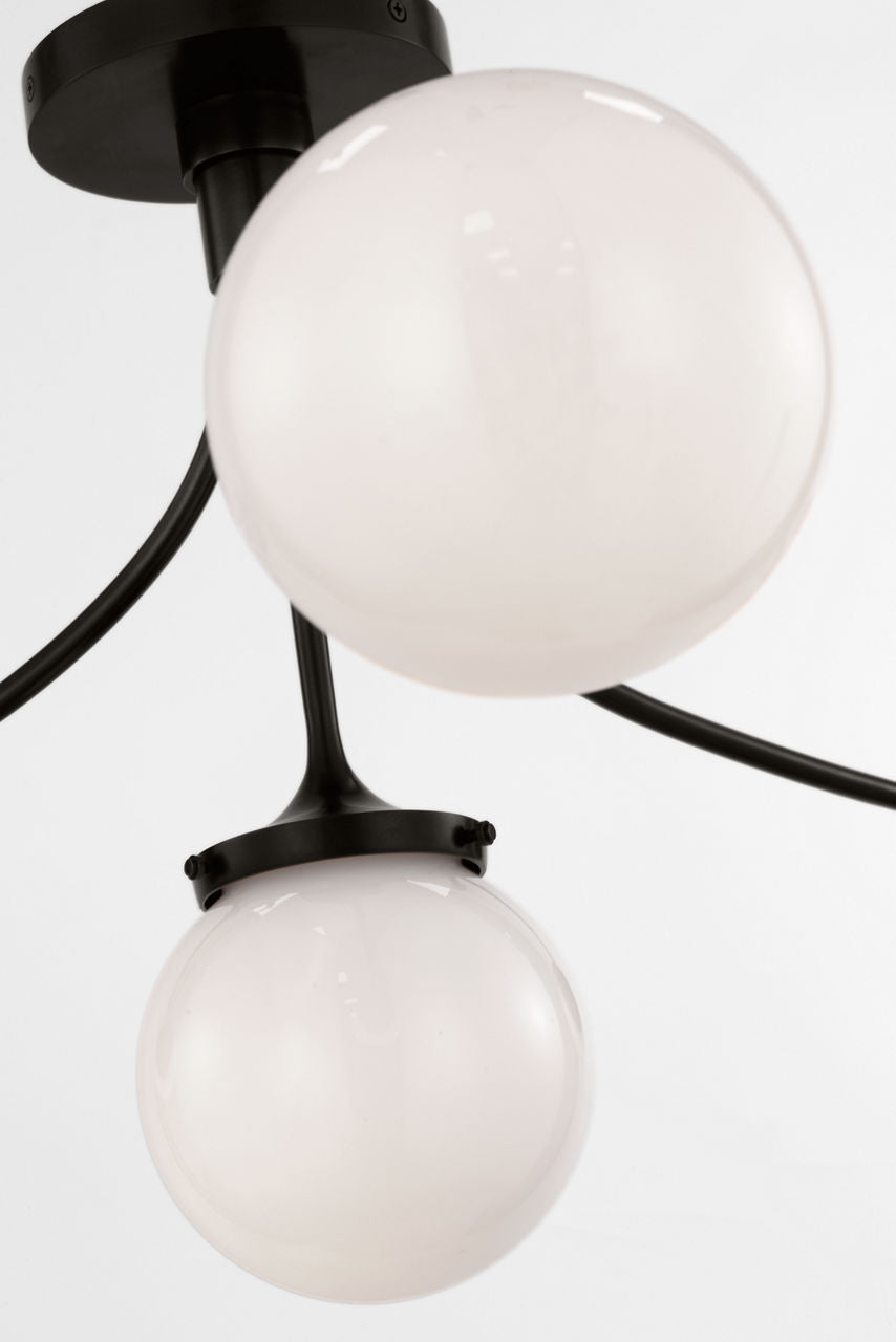 Prescott Large Semi-Flush Mount | Bronze | White Glass