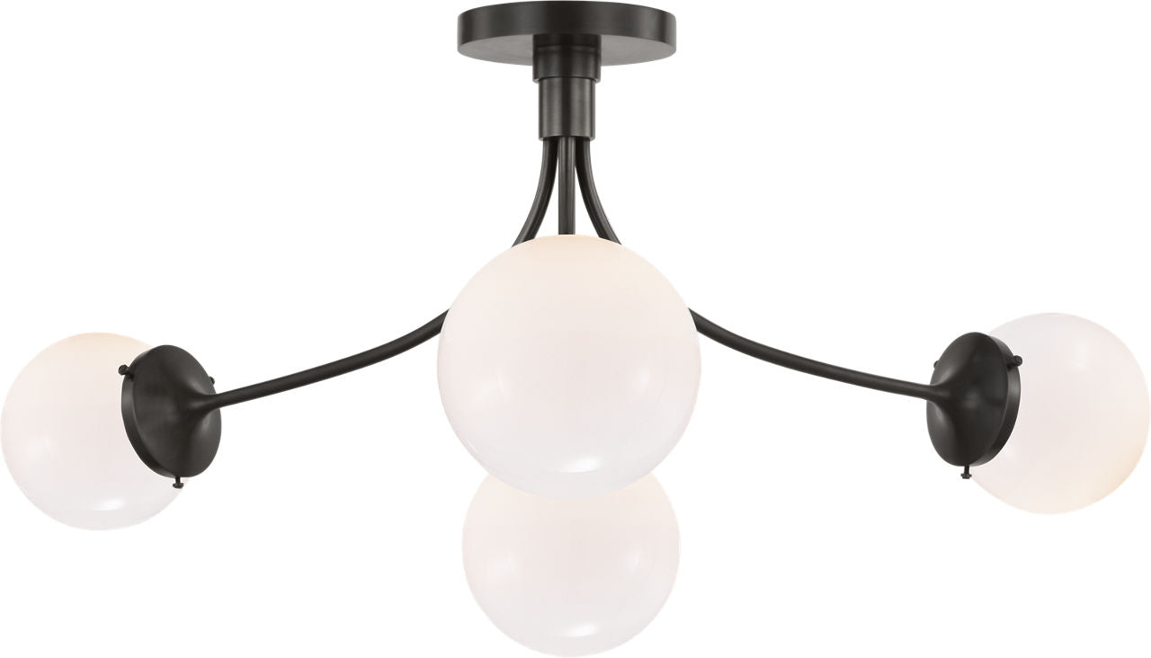 Prescott Large Semi-Flush Mount | Bronze | White Glass