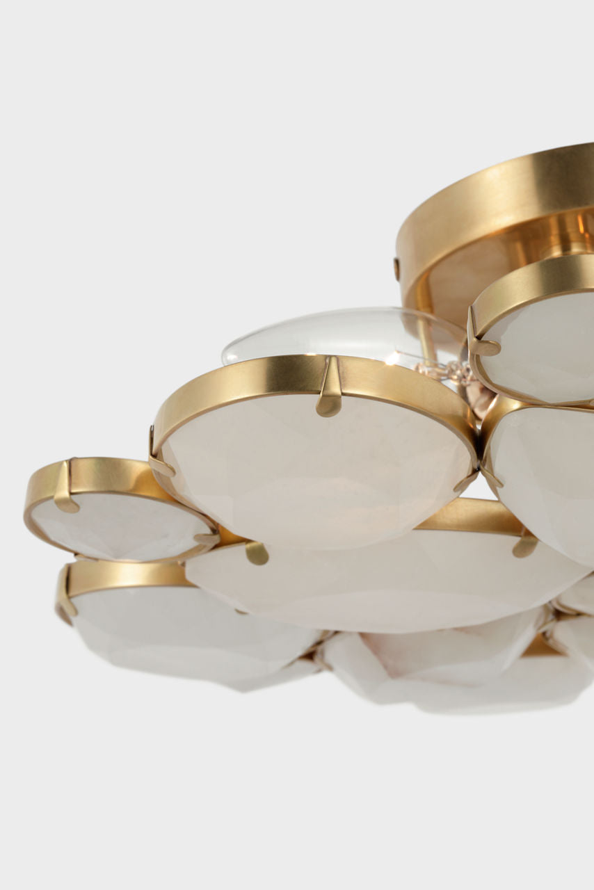 Lloyd Medium Round Flush Mount | Soft Brass | Alabaster