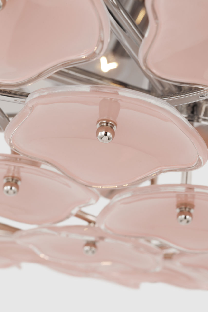 Leighton Grande Flush Mount | Polished Nickel | Blush Tinted Glass