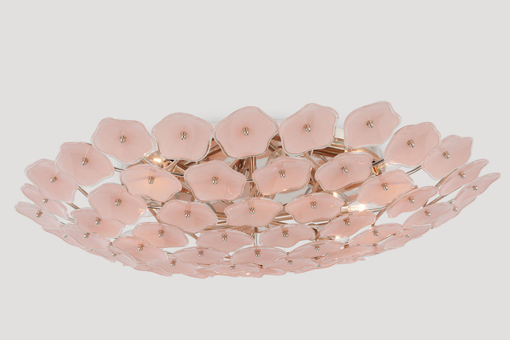 Leighton Grande Flush Mount | Polished Nickel | Blush Tinted Glass