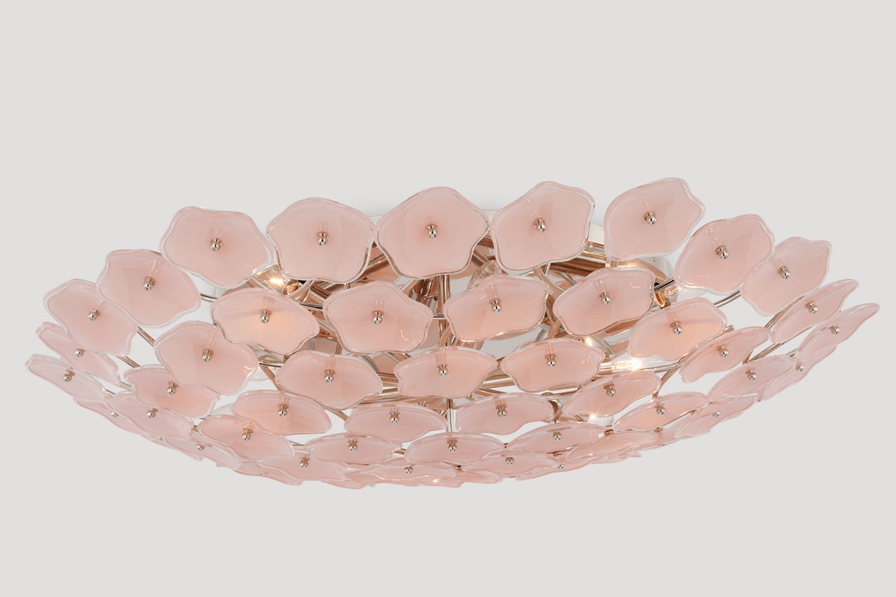 Leighton Grande Flush Mount | Polished Nickel | Blush Tinted Glass