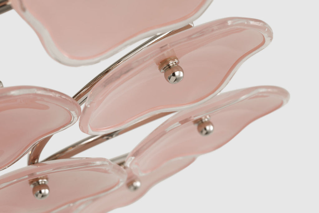 Leighton Grande Flush Mount | Polished Nickel | Blush Tinted Glass