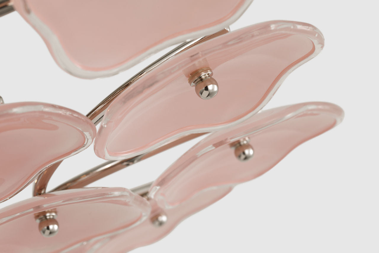 Leighton Grande Flush Mount | Polished Nickel | Blush Tinted Glass