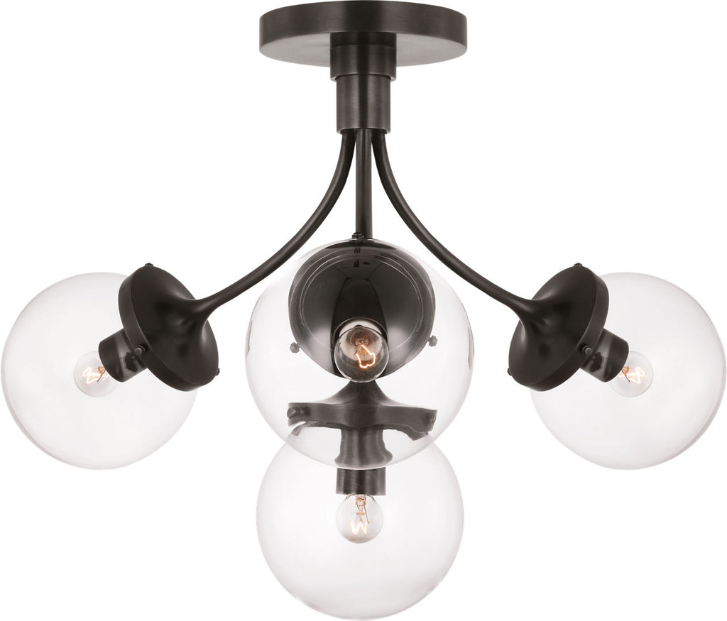 Prescott Medium Semi-Flush Mount | Bronze | Clear Glass