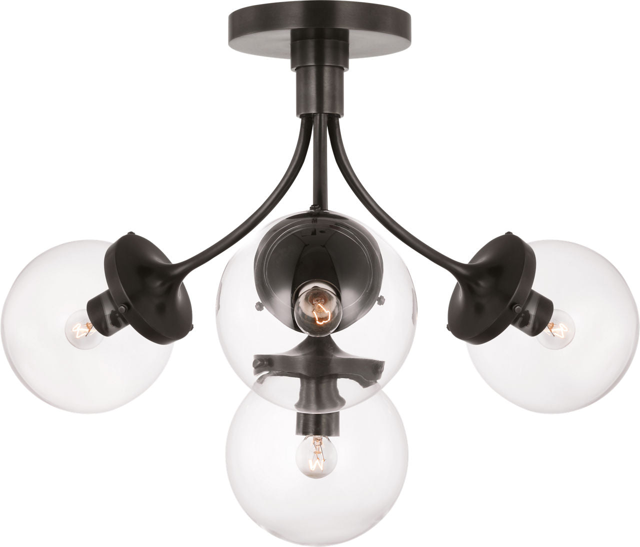 Prescott Medium Semi-Flush Mount | Bronze | Clear Glass