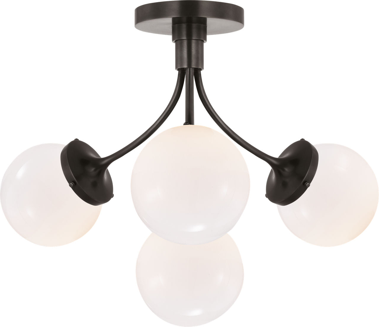 Prescott Medium Semi-Flush Mount | Bronze | White Glass