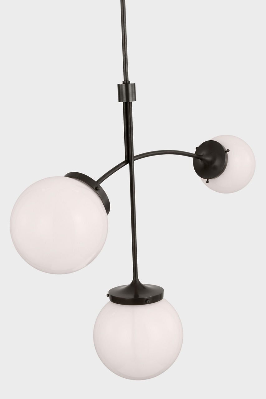 Prescott Small Chandelier | Bronze | White Glass