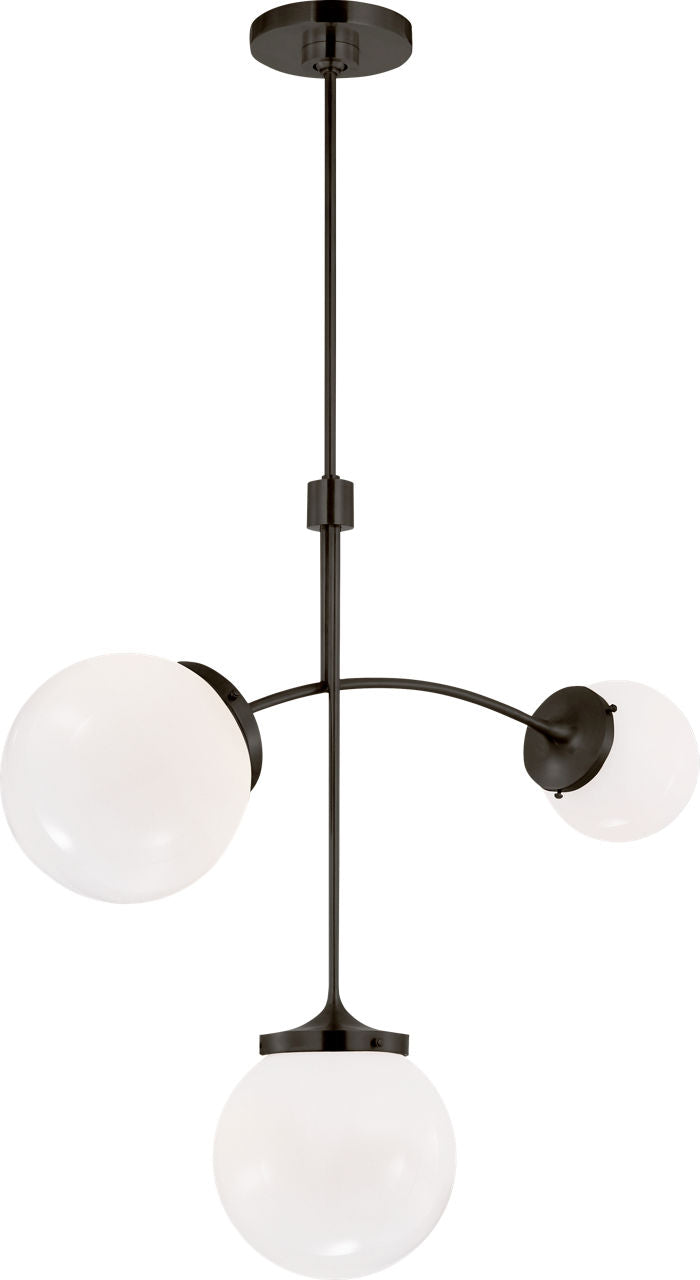 Prescott Small Chandelier | Bronze | White Glass